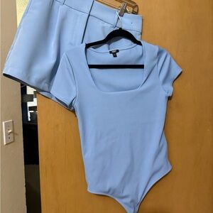 Express Light Blue High Waist Women's Shorts and top set